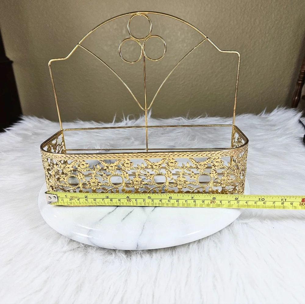 Regency Gold Metal Filigree Wall Shelf Holder